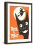Trick or Treat, Cartoon Cat, Witch by Moon-null-Framed Art Print