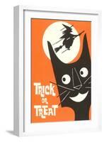 Trick or Treat, Cartoon Cat, Witch by Moon-null-Framed Art Print