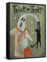 Trick or Treat Ghost & Funny Black Cat-sylvia pimental-Framed Stretched Canvas