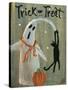 Trick or Treat Ghost & Funny Black Cat-sylvia pimental-Stretched Canvas