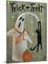 Trick or Treat Ghost & Funny Black Cat-sylvia pimental-Mounted Art Print