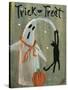 Trick or Treat Ghost & Funny Black Cat-sylvia pimental-Stretched Canvas