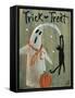 Trick or Treat Ghost & Funny Black Cat-sylvia pimental-Framed Stretched Canvas