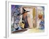Trick or Treat Witch Jack O Lantern Halloween-sylvia pimental-Framed Art Print