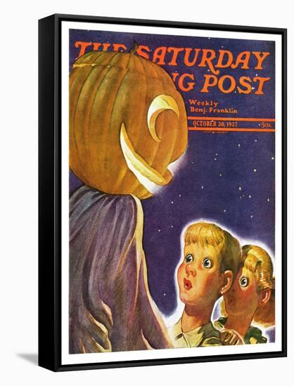 "Trick or Treaters," Saturday Evening Post Cover, October 30, 1937-Robert B. Velie-Framed Stretched Canvas