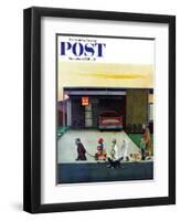 "Trick-Or-Treating in the Burbs" Saturday Evening Post Cover, November 1, 1958-John Falter-Framed Giclee Print