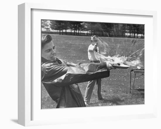 Trick Shot Champ Bob Geesey Shattering Egg-Bernard Hoffman-Framed Photographic Print