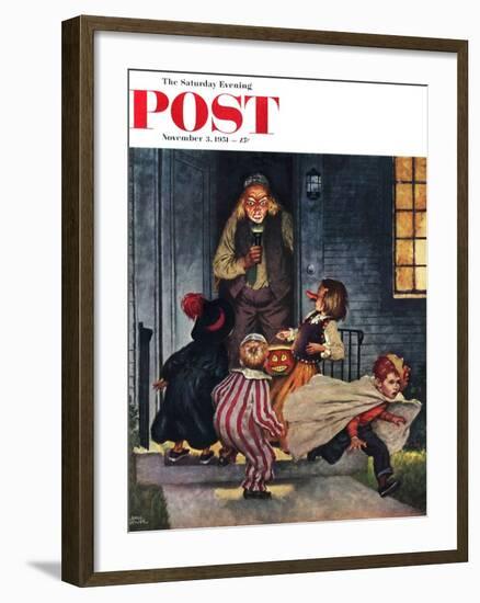 "Tricking Trick-Or-Treaters" Saturday Evening Post Cover, November 3, 1951-Amos Sewell-Framed Giclee Print