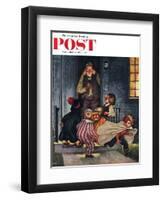 "Tricking Trick-Or-Treaters" Saturday Evening Post Cover, November 3, 1951-Amos Sewell-Framed Giclee Print