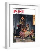 "Tricking Trick-Or-Treaters" Saturday Evening Post Cover, November 3, 1951-Amos Sewell-Framed Giclee Print