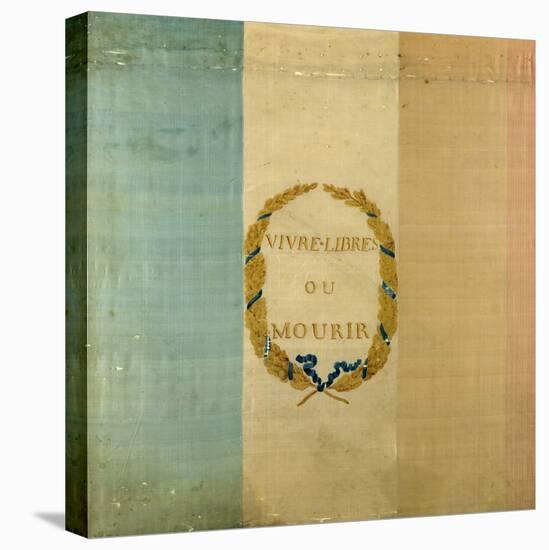 Tricolore with the Motto "Live Free or Die," 1792 (Painted Fabric)-null-Stretched Canvas