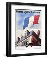 Tricolour over a French Town Hall-null-Framed Giclee Print