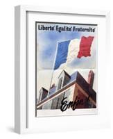 Tricolour over a French Town Hall-null-Framed Giclee Print