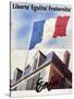 Tricolour over a French Town Hall-null-Stretched Canvas