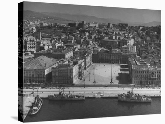 Trieste Harbor Showing Area Where Most Political Demonstrating Is Held-null-Stretched Canvas