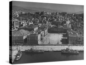 Trieste Harbor Showing Area Where Most Political Demonstrating Is Held-null-Stretched Canvas