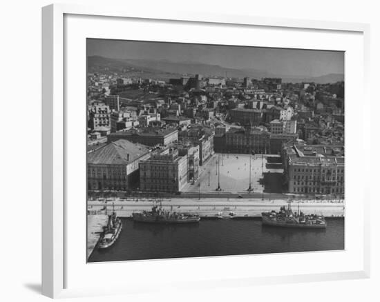 Trieste Harbor Showing Area Where Most Political Demonstrating Is Held-null-Framed Photographic Print