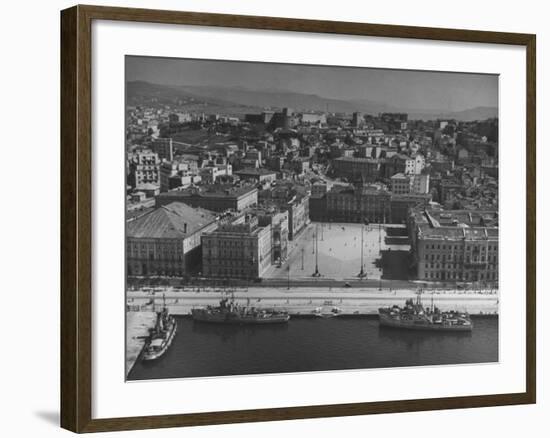 Trieste Harbor Showing Area Where Most Political Demonstrating Is Held-null-Framed Photographic Print