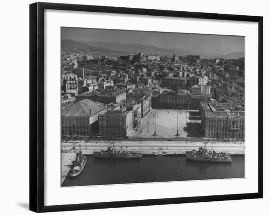 Trieste Harbor Showing Area Where Most Political Demonstrating Is Held-null-Framed Photographic Print