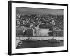 Trieste Harbor Showing Area Where Most Political Demonstrating Is Held-null-Framed Photographic Print