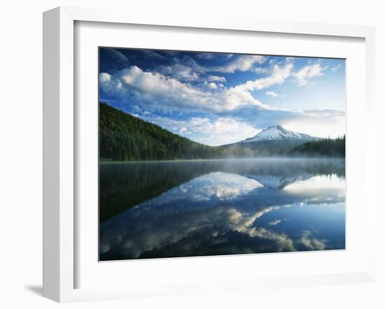 Trillium Lake, Mt Hood National Forest, Mt Hood Wilderness Area, Oregon, USA-Adam Jones-Framed Premium Photographic Print