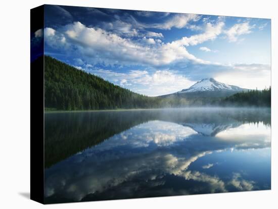 Trillium Lake, Mt Hood National Forest, Mt Hood Wilderness Area, Oregon, USA-Adam Jones-Stretched Canvas