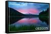 Trillium Lake, Oregon Sunset-Lantern Press-Framed Stretched Canvas