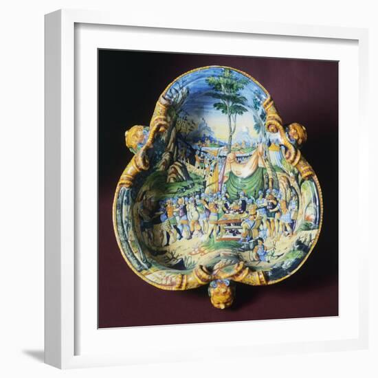 Trilobate Bowl with Scene from Stories of Hannibal, Ca 1560-1570-null-Framed Giclee Print