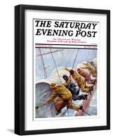 "Trim the Sails!," Saturday Evening Post Cover, March 18, 1933-Anton Otto Fischer-Framed Giclee Print