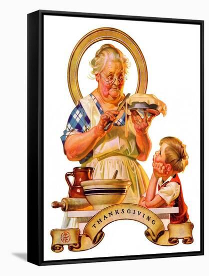 "Trimming the Pie,"November 23, 1935-Joseph Christian Leyendecker-Framed Stretched Canvas