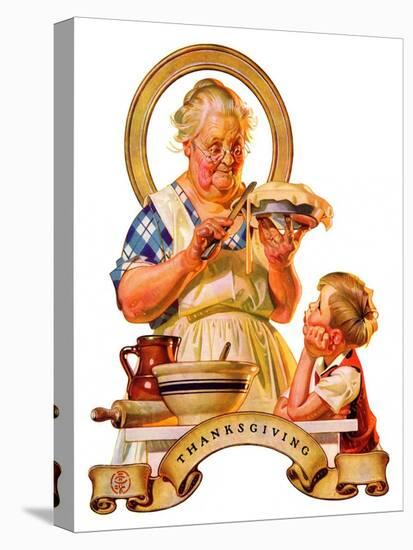 "Trimming the Pie,"November 23, 1935-Joseph Christian Leyendecker-Stretched Canvas