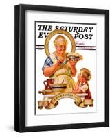 "Trimming the Pie," Saturday Evening Post Cover, November 23, 1935-Joseph Christian Leyendecker-Framed Premium Giclee Print