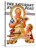 "Trimming the Pie," Saturday Evening Post Cover, November 23, 1935-Joseph Christian Leyendecker-Stretched Canvas