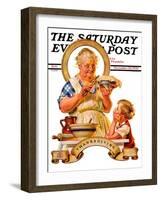 "Trimming the Pie," Saturday Evening Post Cover, November 23, 1935-Joseph Christian Leyendecker-Framed Giclee Print