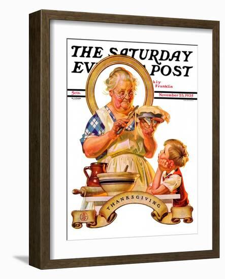 "Trimming the Pie," Saturday Evening Post Cover, November 23, 1935-Joseph Christian Leyendecker-Framed Giclee Print