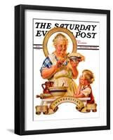 "Trimming the Pie," Saturday Evening Post Cover, November 23, 1935-Joseph Christian Leyendecker-Framed Giclee Print