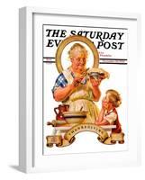 "Trimming the Pie," Saturday Evening Post Cover, November 23, 1935-Joseph Christian Leyendecker-Framed Giclee Print