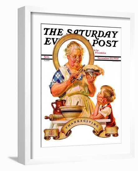 "Trimming the Pie," Saturday Evening Post Cover, November 23, 1935-Joseph Christian Leyendecker-Framed Giclee Print