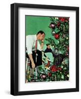 "Trimming the Tree," December 24, 1949-George Hughes-Framed Premium Giclee Print