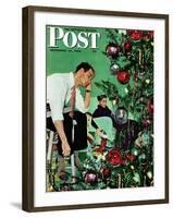 "Trimming the Tree," Saturday Evening Post Cover, December 24, 1949-George Hughes-Framed Giclee Print