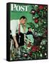 "Trimming the Tree," Saturday Evening Post Cover, December 24, 1949-George Hughes-Framed Stretched Canvas