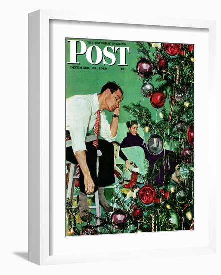 "Trimming the Tree," Saturday Evening Post Cover, December 24, 1949-George Hughes-Framed Giclee Print