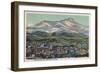 Trinidad, Colorado - Fisher's Peak and City View-Lantern Press-Framed Art Print