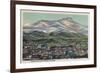 Trinidad, Colorado - Fisher's Peak and City View-Lantern Press-Framed Premium Giclee Print