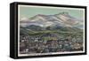 Trinidad, Colorado - Fisher's Peak and City View-Lantern Press-Framed Stretched Canvas