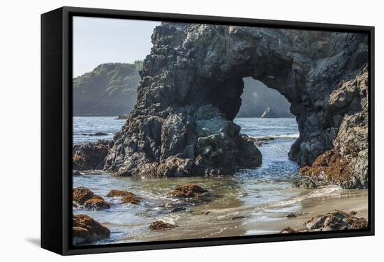 Trinidad State Bach, California. Coastal Arch at College Cove-Michael Qualls-Framed Stretched Canvas