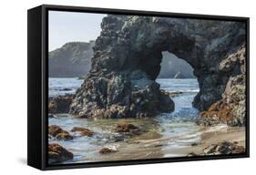 Trinidad State Bach, California. Coastal Arch at College Cove-Michael Qualls-Framed Stretched Canvas