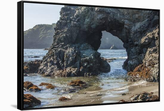 Trinidad State Bach, California. Coastal Arch at College Cove-Michael Qualls-Framed Stretched Canvas