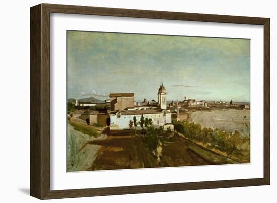 Trinita Dei Monti from the Villa Medici-Jean-Baptiste-Camille Corot-Framed Giclee Print