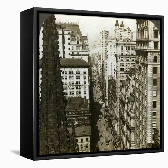 Trinity Church and Broadway, New York, Usa-Underwood & Underwood-Framed Stretched Canvas